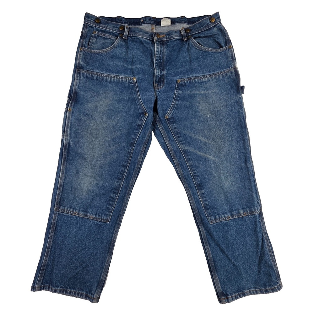 KEY Double Knee Carpenter Jeans Men 42x30 Blue Dungaree Work Utility Relaxed Fit